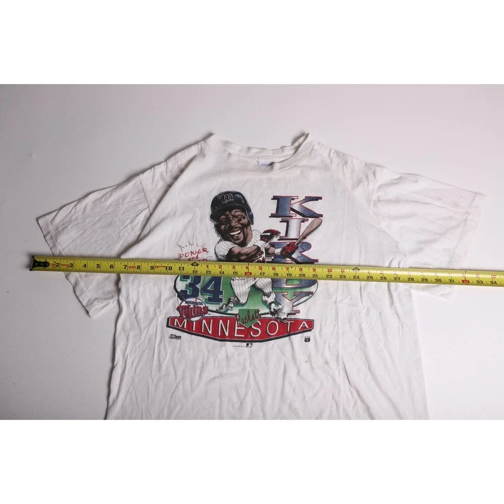 Vintage 1992 Kirby Puckett Minnesota Twins Salem Sportswear T-Shirt Kids 18-20 L